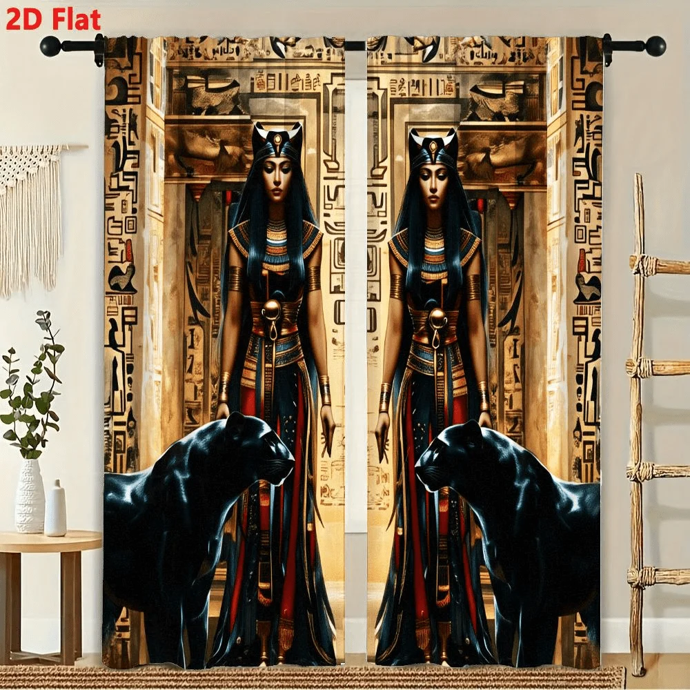 2Pcs Curtains, Ancient Egyptian Goddess With Black Panther Window Drapes for Bedroom Room Decor Decoration Window Treatment.
2Pcs Curtains, Ancient Egyptian Goddess With Black Panther Window Drapes for Bedroom Room Decor Decoration Window Treatment. 