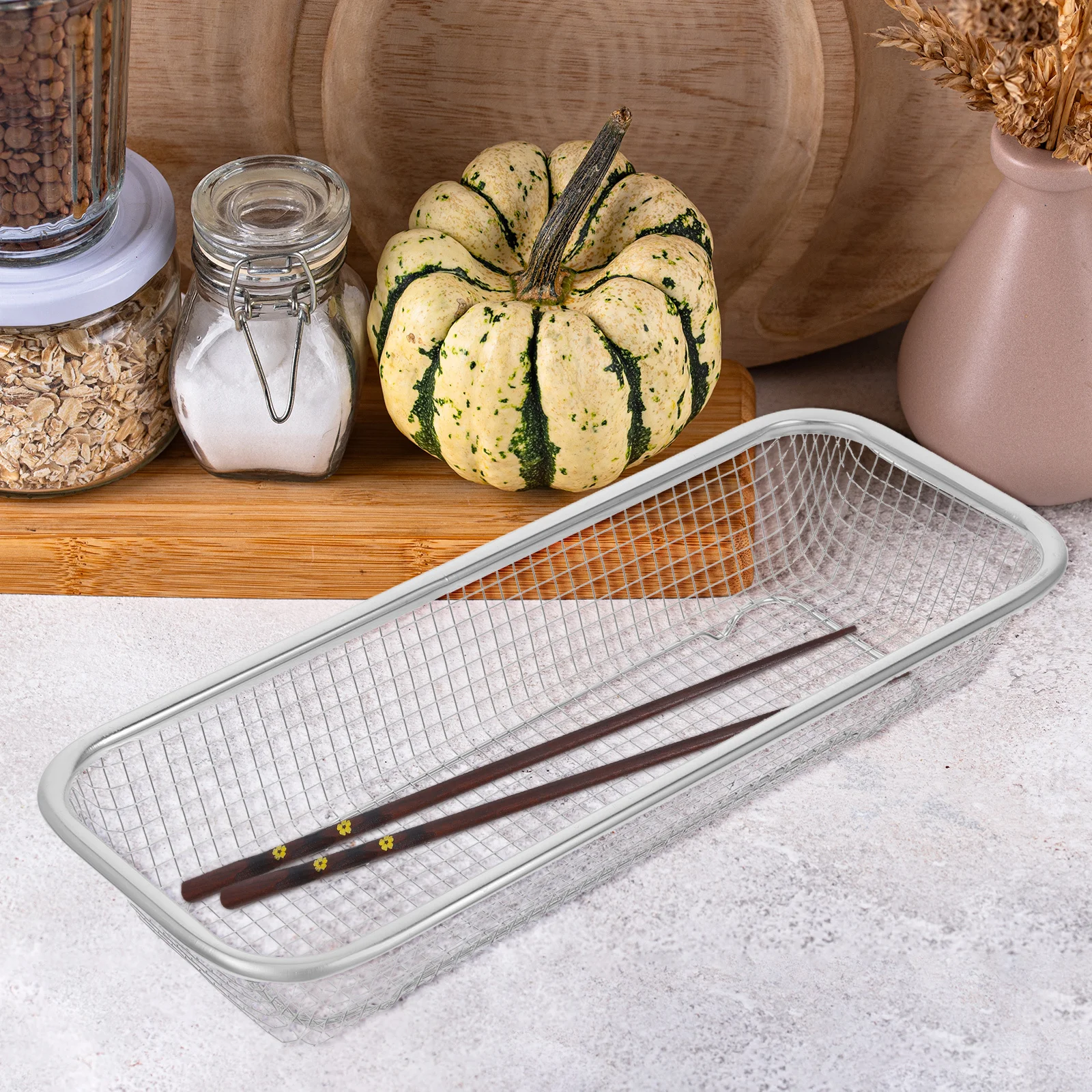 2Pcs Stainless Steel Chopstick Basket Drain Organizer with Anti-Slip Mesh for Utensil Drying Storage Kitchen Decor Flatware
2Pcs Stainless Steel Chopstick Basket Drain Organizer with Anti-Slip Mesh for Utensil Drying Storage Kitchen Decor Flatware