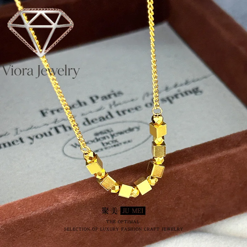 Viora Jewelry New clavicle chain 24K flashing small square necklace 9999 Real gold women's ins cold and simple light luxury desi
Viora Jewelry New clavicle chain 24K flashing small square necklace 9999 Real gold women's ins cold and simple light luxury desi