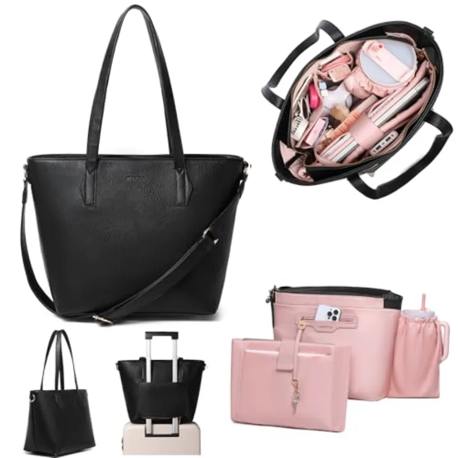 Women's 16" Laptop Tote Bag, Vegan Leather Work Bag with Cupholder, RFID and Anti-Pickpocket Trolley Sleeve
Women's 16" Laptop Tote Bag, Vegan Leather Work Bag with Cupholder, RFID and Anti-Pickpocket Trolley Sleeve