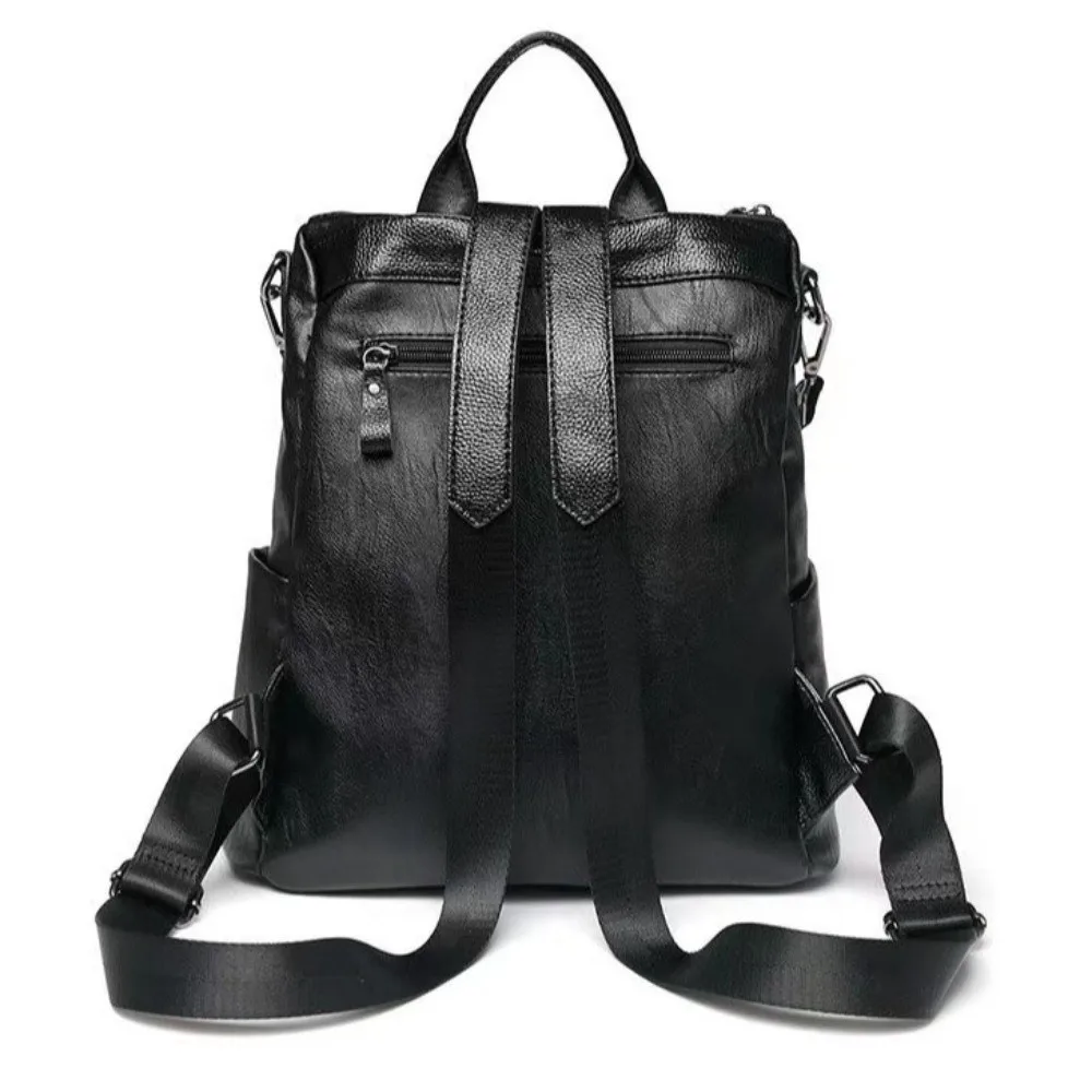 Black Leather Backpack Soft Leather Large Capacity Korean Style Backpack Solid Color Zipper Closure Multifunctional School Bag
Black Leather Backpack Soft Leather Large Capacity Korean Style Backpack Solid Color Zipper Closure Multifunctional School Bag