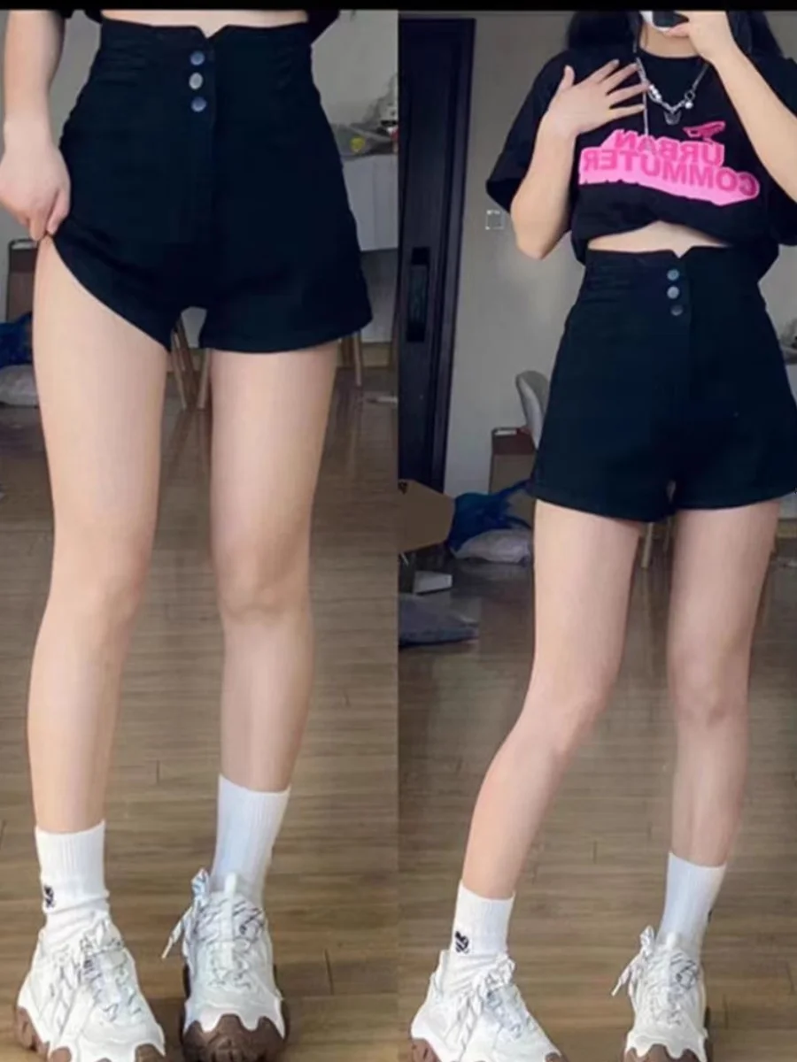 High Waist Black Denim Shorts Women's Spring Summer New plus Size A-Line Wide Leg Hot Pants Slimming Design for Plump Sister
High Waist Black Denim Shorts Women's Spring Summer New plus Size A-Line Wide Leg Hot Pants Slimming Design for Plump Sister