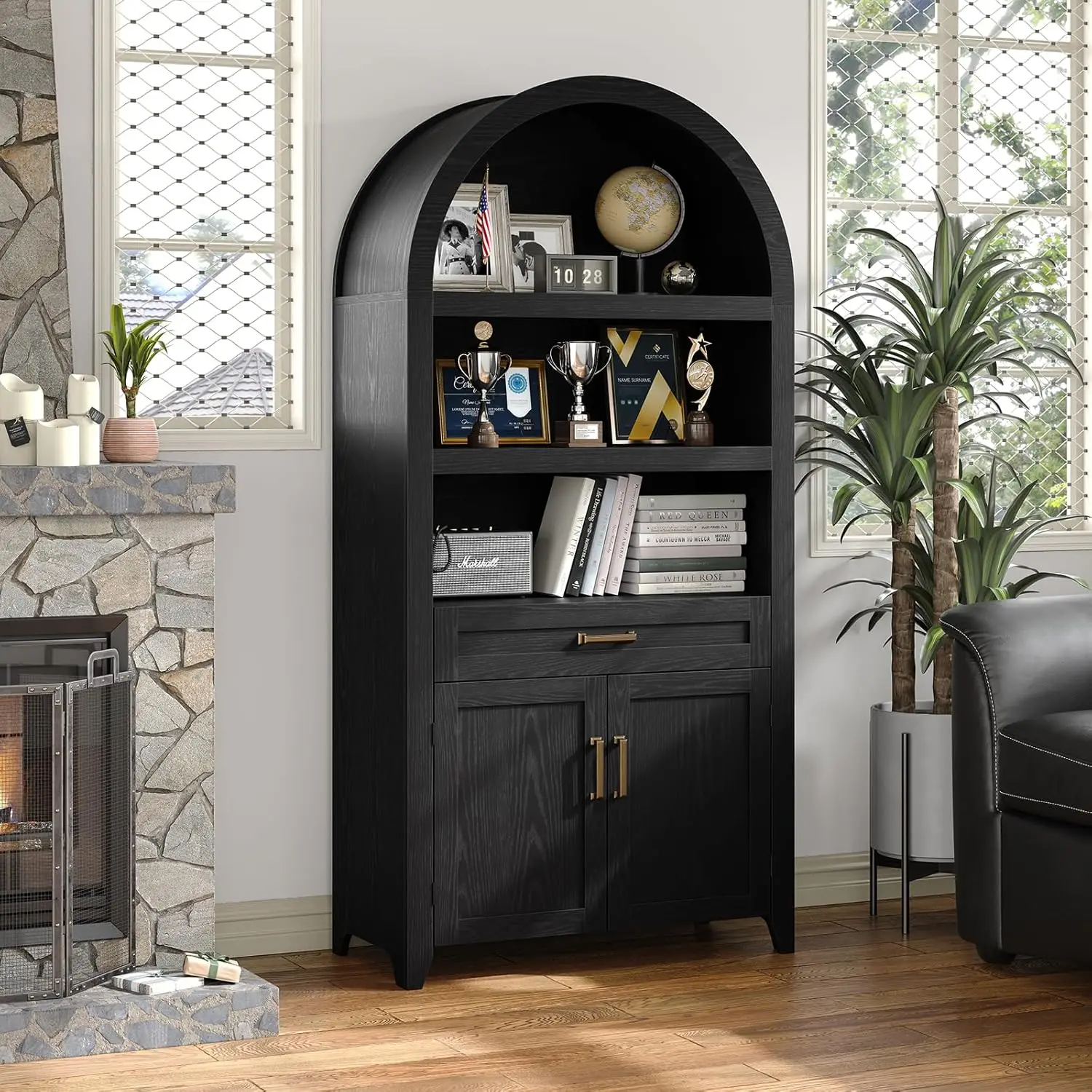 65.2'' Arched Cabinet, Modern Tall Storage Cabinet with Large Drawer Storage Open Shelf Mid Century Display Cabinet for Kitchen,
65.2'' Arched Cabinet, Modern Tall Storage Cabinet with Large Drawer Storage Open Shelf Mid Century Display Cabinet for Kitchen,