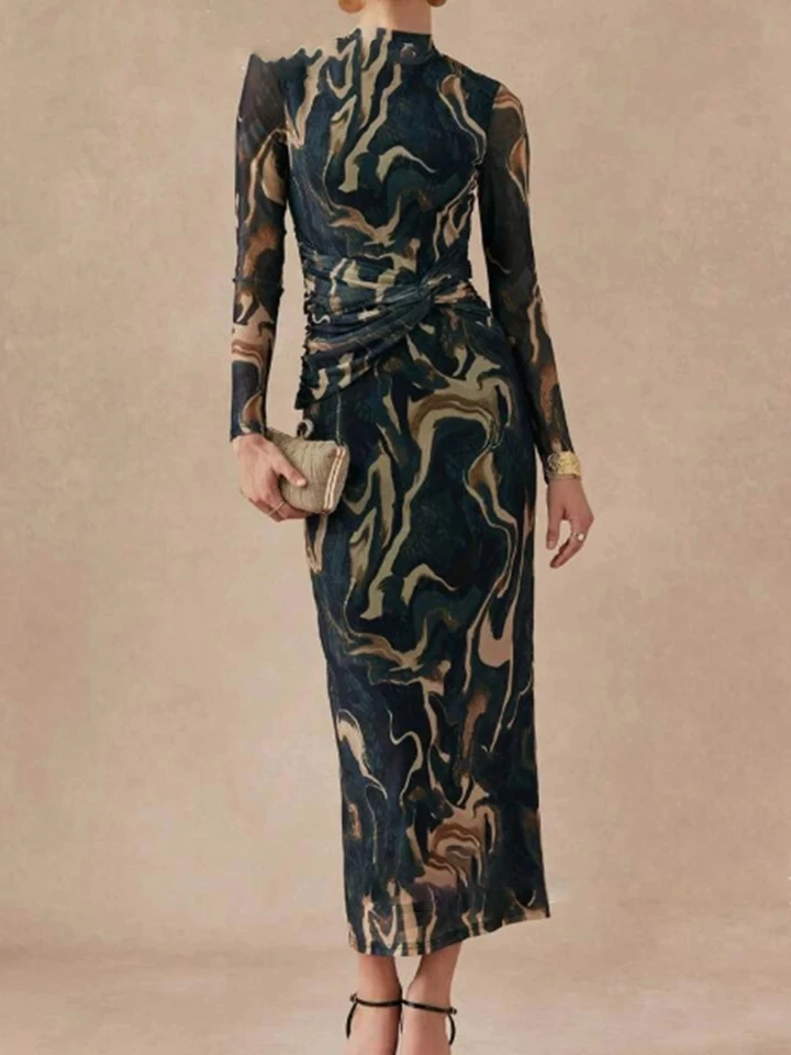 Mesh Printed Vintage Slim Party Dress Elegant O-neck Long Sleeve Evening Dress Temperament Women High Waist Wrap Hips Maxi Dress
Mesh Printed Vintage Slim Party Dress Elegant O-neck Long Sleeve Evening Dress Temperament Women High Waist Wrap Hips Maxi Dress
