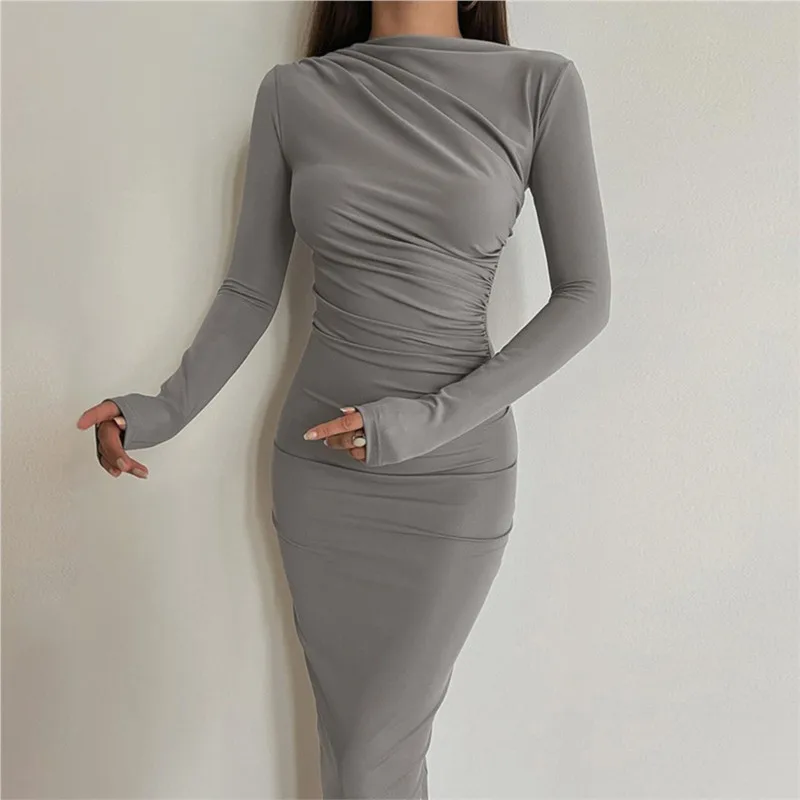 Tossy Pleated Long sleeved Slim Maxi Dress Women Solid Fashion Elegant Party Dress Gown Off-Shoulder High Waist Bodycon Dress
Tossy Pleated Long sleeved Slim Maxi Dress Women Solid Fashion Elegant Party Dress Gown Off-Shoulder High Waist Bodycon Dress