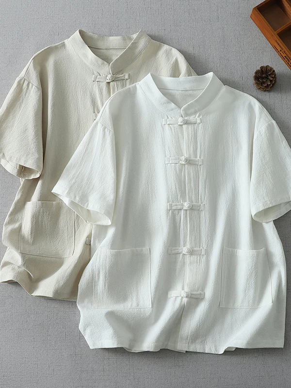 Chic Retro Button up Short Sleeve Stand Collar Tai Chi Shirt Large Size Women's Summer New Style Zen Tea Ceremony Clothing
Chic Retro Button up Short Sleeve Stand Collar Tai Chi Shirt Large Size Women's Summer New Style Zen Tea Ceremony Clothing
