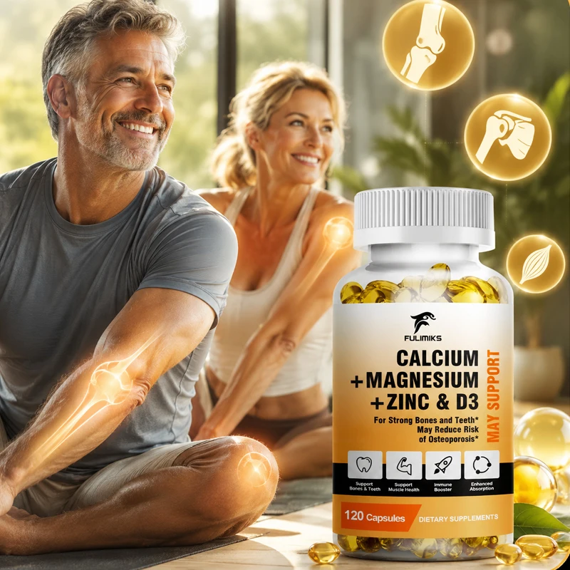 FULIMIKS Calcium + Magnesium + Zinc + D3 Capsules, Supports Strong Bones, Teeth, Muscle, Immune System & Enhanced Absorption
FULIMIKS Calcium + Magnesium + Zinc + D3 Capsules, Supports Strong Bones, Teeth, Muscle, Immune System & Enhanced Absorption