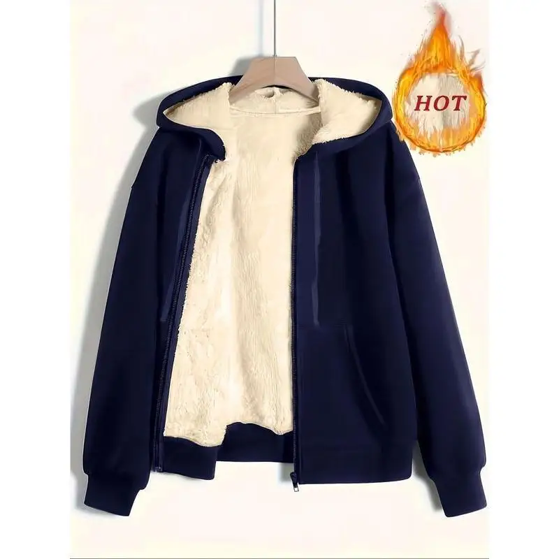 Women's Hooded Fleece Jacket Comfortable Sweatshirt Hoodie Large Size Outerwear for Pear Shaped Body Winter Season
Women's Hooded Fleece Jacket Comfortable Sweatshirt Hoodie Large Size Outerwear for Pear Shaped Body Winter Season