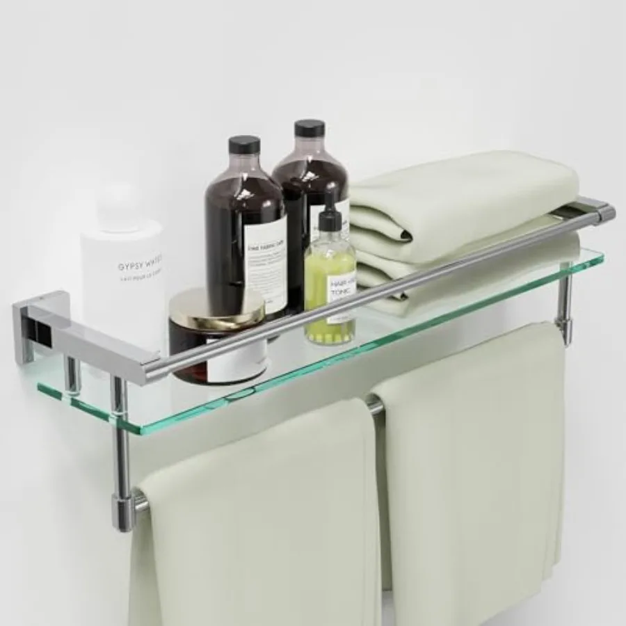 24 Inch Floating Glass Shelves for Wall with Towel Bar/Track, SUS 304 Stainless Steel Railing Tempered Glass Shelf, for Toilet,
24 Inch Floating Glass Shelves for Wall with Towel Bar/Track, SUS 304 Stainless Steel Railing Tempered Glass Shelf, for Toilet,