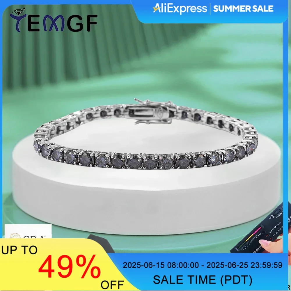 TEMGF Full Gray Moissanite Tennis Bracelets GRA Certified S925 Sterling Silver Fine Jewelry for Women Men Hip Hop Fashion Item
TEMGF Full Gray Moissanite Tennis Bracelets GRA Certified S925 Sterling Silver Fine Jewelry for Women Men Hip Hop Fashion Item