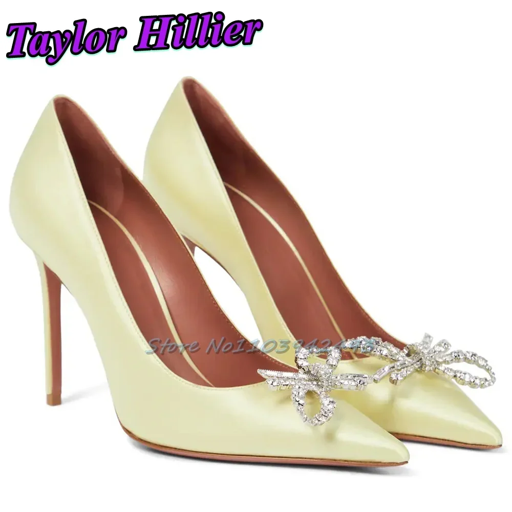 Yellow Bow Rhinestone Heeled Sandals Pointed Toe Shallow High Heels Solid Pull On Women Shoes Spring Summer Sandalias De Mujer
Yellow Bow Rhinestone Heeled Sandals Pointed Toe Shallow High Heels Solid Pull On Women Shoes Spring Summer Sandalias De Mujer