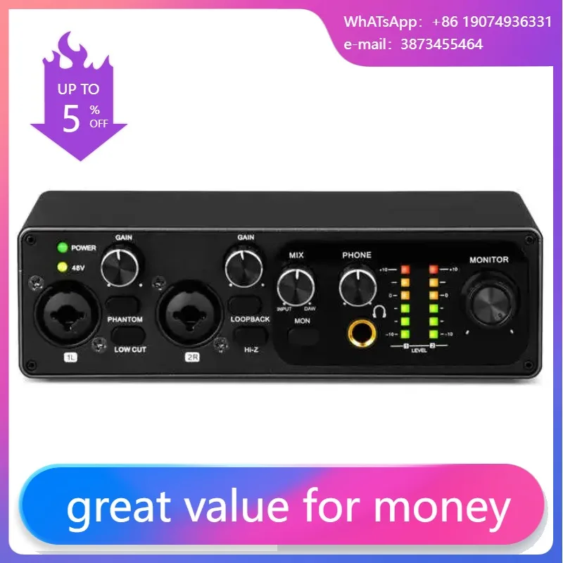 Factory USB Studio Sound Card Audio Interface 2 Channels Recording Audio Interface For Live Broadcast
Factory USB Studio Sound Card Audio Interface 2 Channels Recording Audio Interface For Live Broadcast