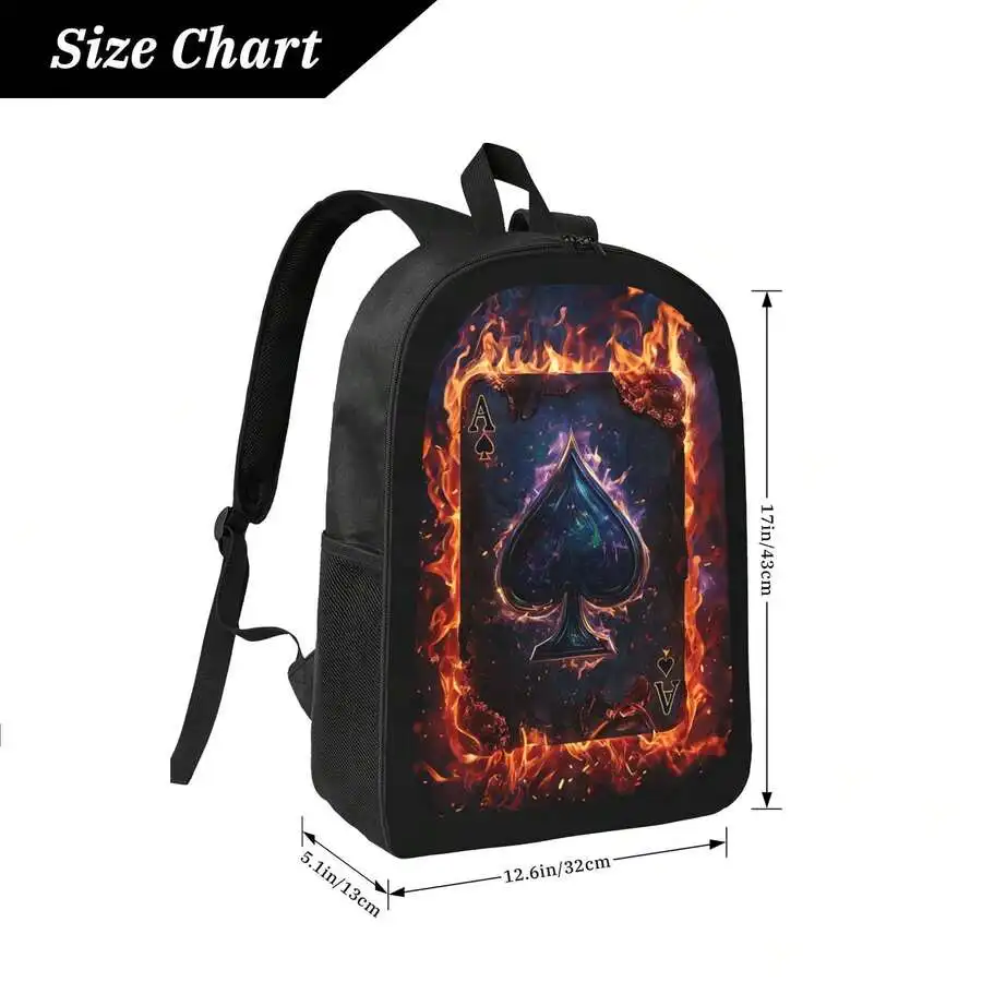 Flame Spade Print Unisex Backpack With Zipper Closure Lightweight School Bag
Flame Spade Print Unisex Backpack With Zipper Closure Lightweight School Bag