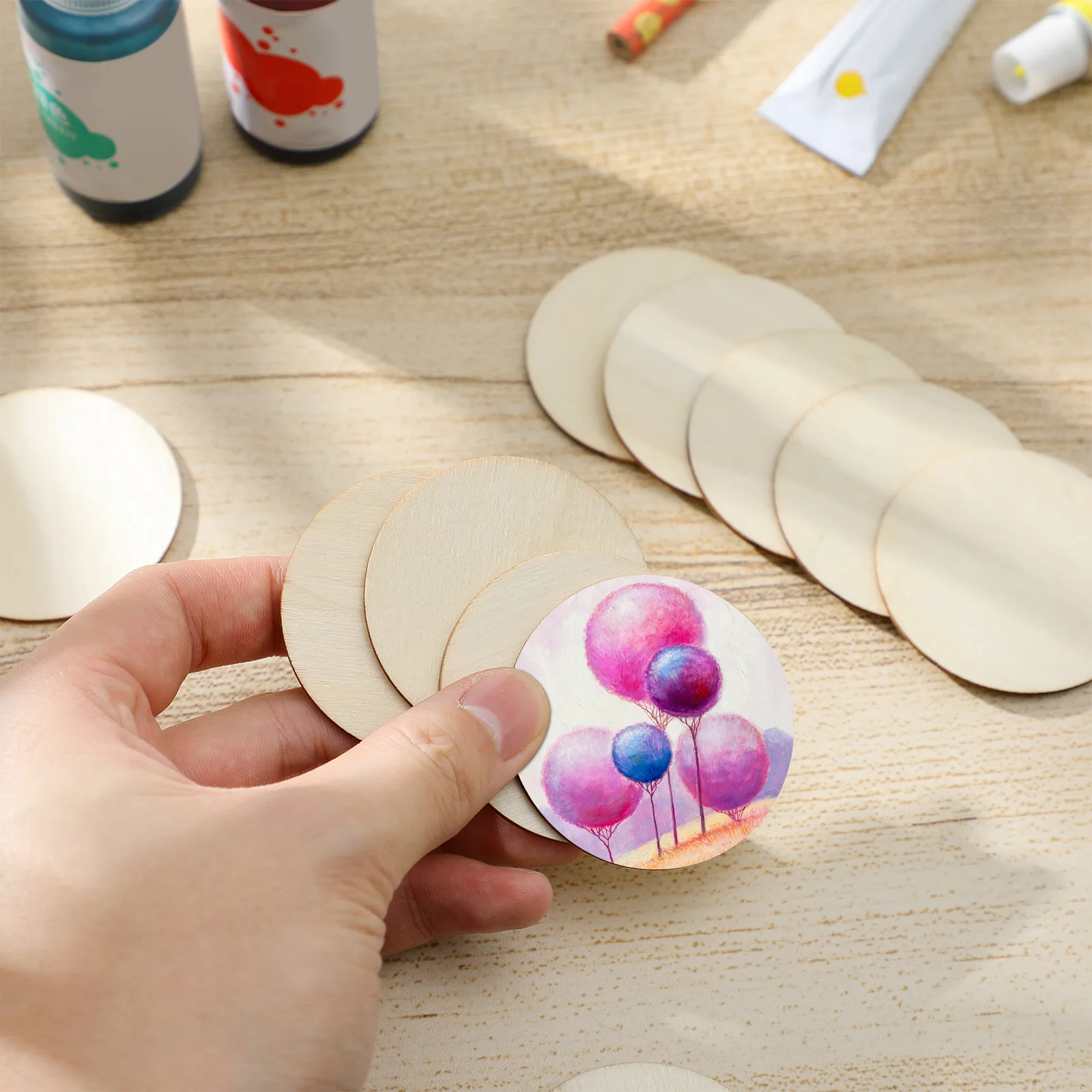 100Pcs Round Wood Disc Premium Craft Making Wood Piece Ideal for Art Projects Educational Tools for Pupils Painting Supplies 
100Pcs Round Wood Disc Premium Craft Making Wood Piece Ideal for Art Projects Educational Tools for Pupils Painting Supplies