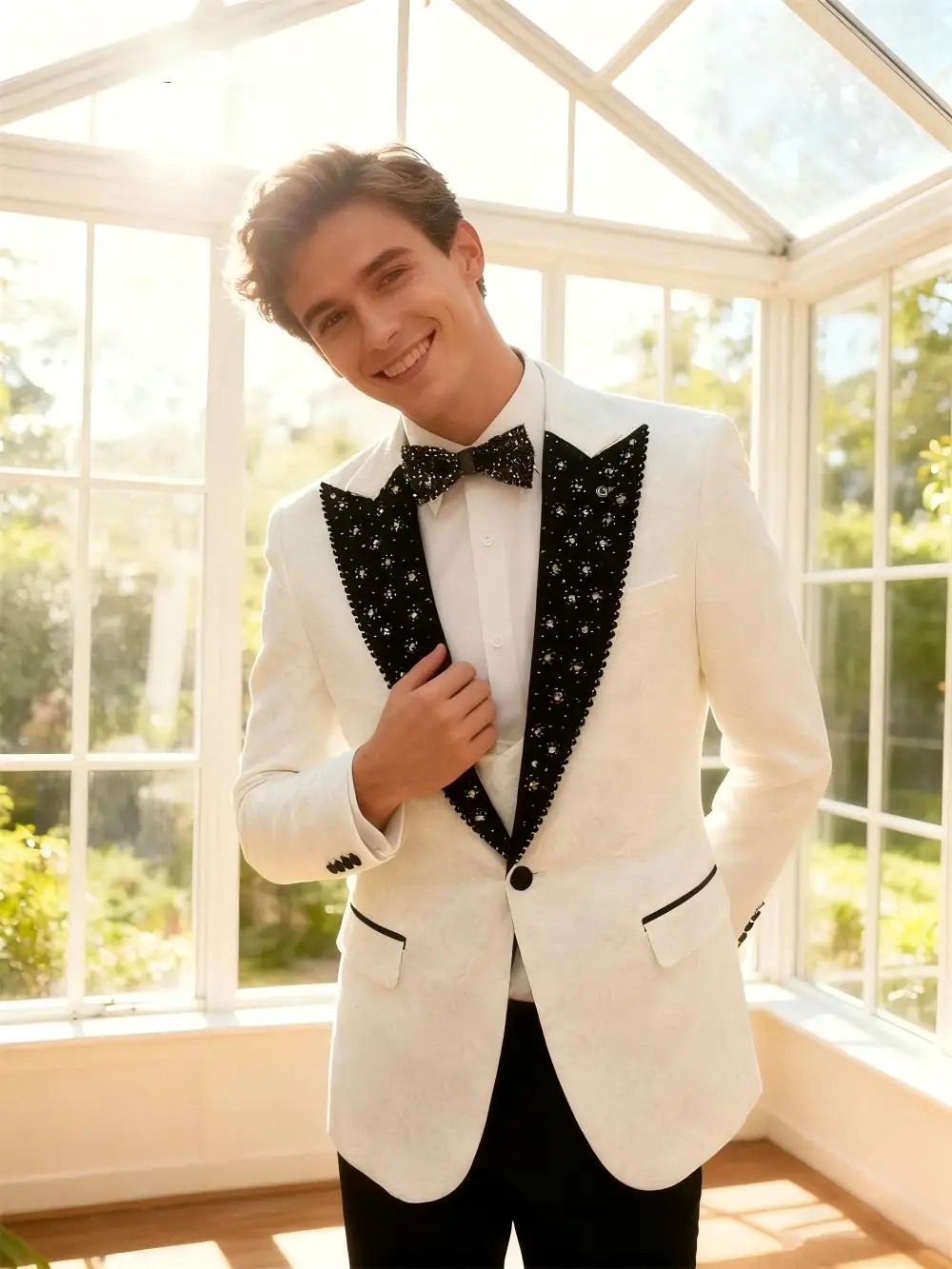 Последний дизайн пальто и брюк, белый пейсли, лацкан из бисера, мужской костюм, свадебный смокинг, жених, деловая вечеринка, танцевальный костюм шафера, одежда
Последний дизайн пальто и брюк, белый пейсли, лацкан из бисера, мужской костюм, свадебный смокинг, жених, деловая вечеринка, танцевальный костюм шафера, одежда