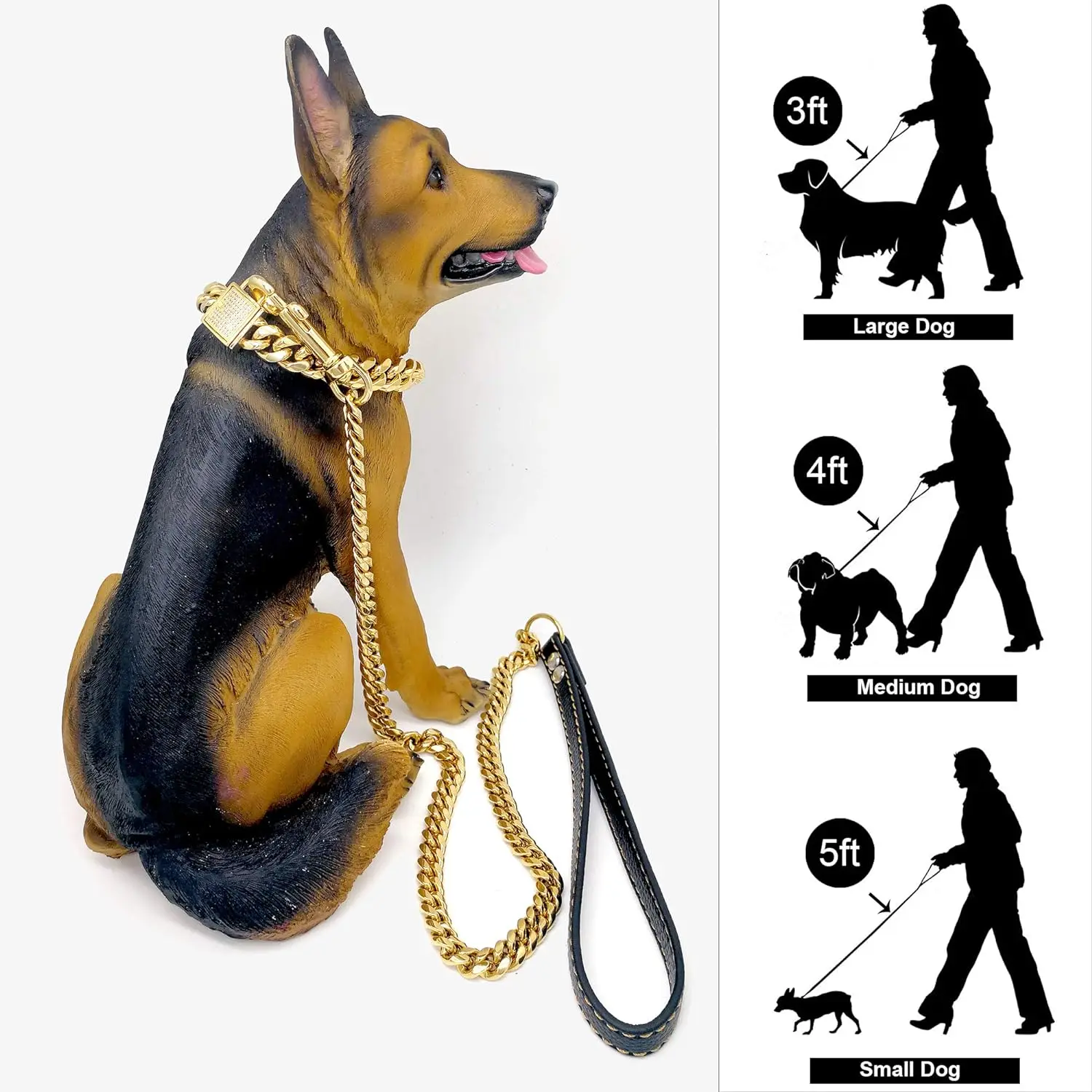 10mm Width Gold Dog Chain Leash Stainless Steel Pet Cuban Link Chain Metal Lead Rope For Dogs
10mm Width Gold Dog Chain Leash Stainless Steel Pet Cuban Link Chain Metal Lead Rope For Dogs