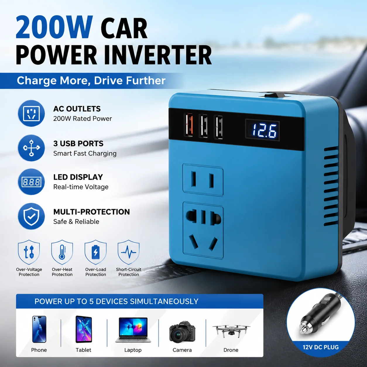 NEW 300W Power Inverter DC 18V-21V To AC 220V Lithium Battery Inverter With Dual USB,1 QC 3.0 For DeWalt / / Milwauk G2O1
NEW 300W Power Inverter DC 18V-21V To AC 220V Lithium Battery Inverter With Dual USB,1 QC 3.0 For DeWalt / / Milwauk G2O1