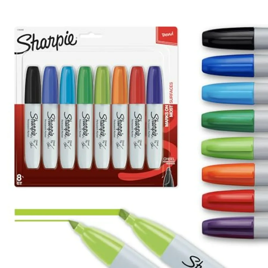 Permanent Chisel Tip Marker Set, Poster Markers for Wood, Plastic, and More, 8 Count
Permanent Chisel Tip Marker Set, Poster Markers for Wood, Plastic, and More, 8 Count