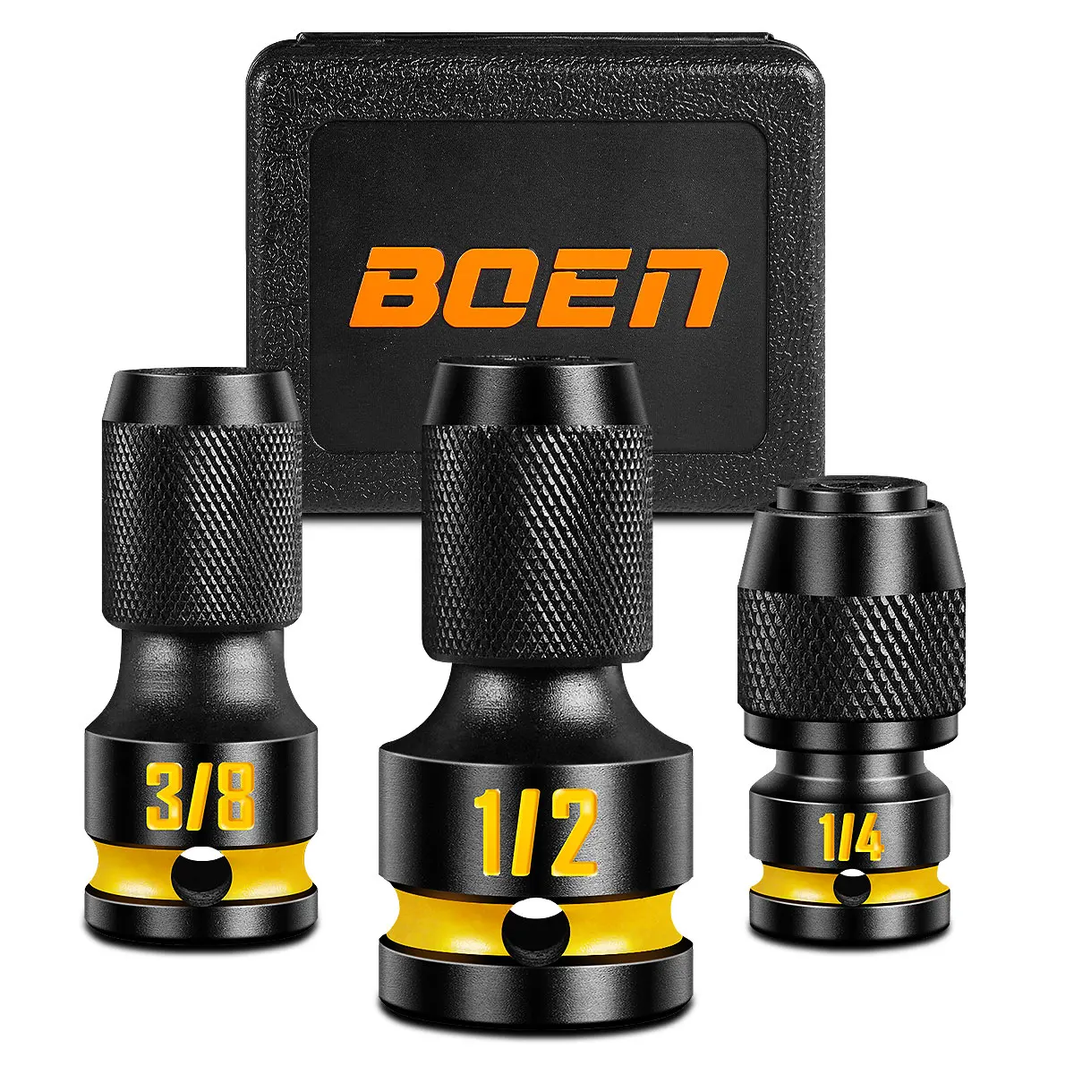 Адаптеры-держатели для ударных бит BOEN, 3 шт., 3/8, 1/4, 1/2 дюйма, с быстросъемным креплением на шестигранник 1/4 дюйма, Cr-Mo, с тиснением
Адаптеры-держатели для ударных бит BOEN, 3 шт., 3/8, 1/4, 1/2 дюйма, с быстросъемным креплением на шестигранник 1/4 дюйма, Cr-Mo, с тиснением