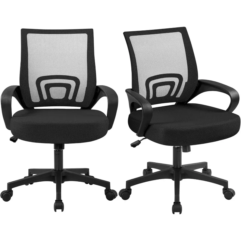 Office Chair Mid Back Swivel Lumbar Support Desk Chair, Height Adjustable Computer Ergonomic Mesh Chair with Armrest Black
Office Chair Mid Back Swivel Lumbar Support Desk Chair, Height Adjustable Computer Ergonomic Mesh Chair with Armrest Black