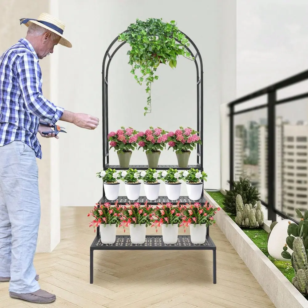 Tier Plant Stand With Garden Arch Flower Pot Holder Display Shelf Garden Arbor
Tier Plant Stand With Garden Arch Flower Pot Holder Display Shelf Garden Arbor