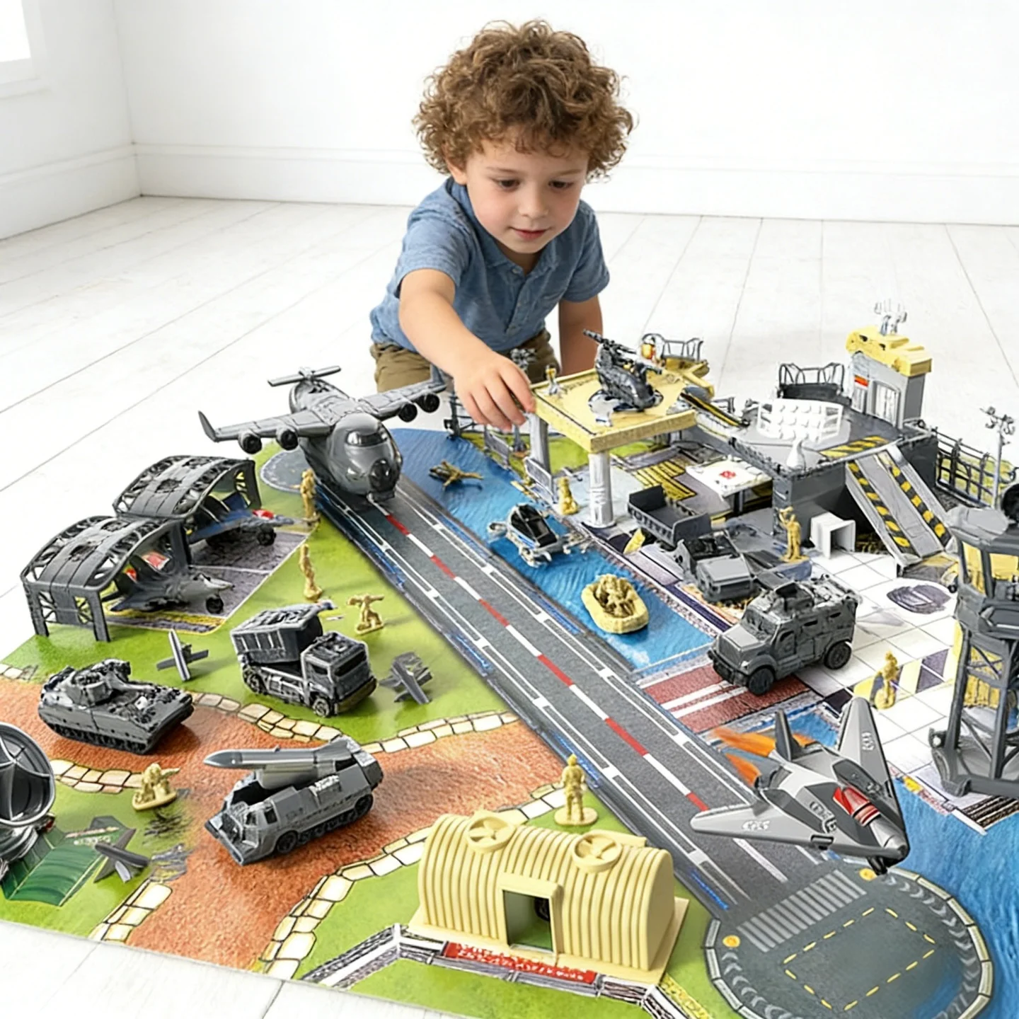 Children's Military Base Scene Toy Set, Includes Small Tanks, Small Airplanes, Small Soldiers, Military Camp, Observation Tower, Bunker, Radar, Roadblock, Fence and Other Scene Accessories, Ideal Gift for Boys and Girls Aged 3-12 for Birthdays, Christmas
Children's Military Base Scene Toy Set, Includes Small Tanks, Small Airplanes, Small Soldiers, Military Camp, Observation Tower, Bunker, Radar, Roadblock, Fence and Other Scene Accessories, Ideal Gift for Boys and Girls Aged 3-12 for Birthdays, Christmas