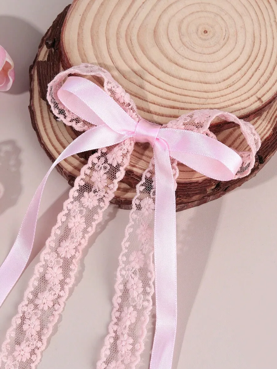 2pcs Pink Floral Lace Hair Clips With Ribbon Bow, Long Tail Alligator Clips For Women
2pcs Pink Floral Lace Hair Clips With Ribbon Bow, Long Tail Alligator Clips For Women