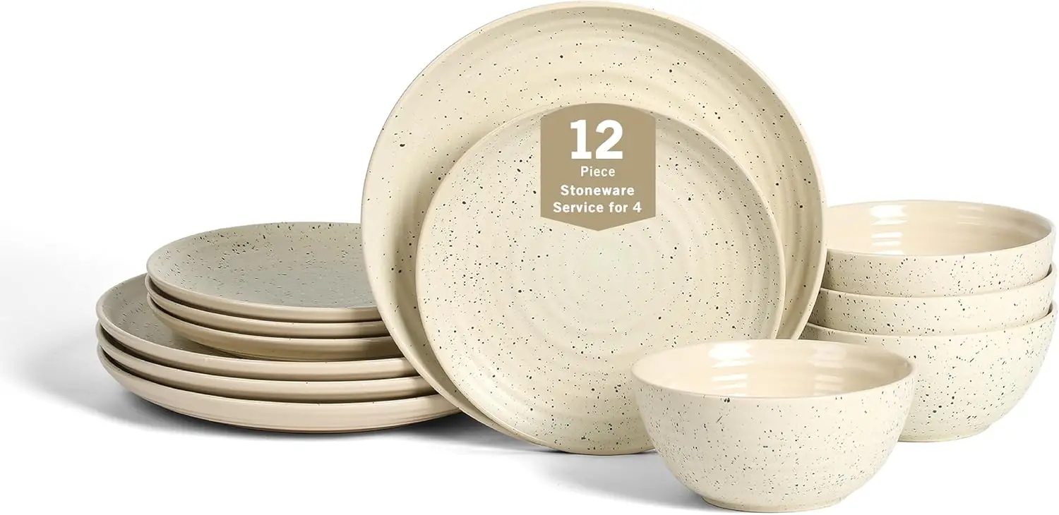 Dua 12-Piece Dinnerware - Stoneware, Plate and Bowls, Dishwasher and Microwave Safe, Dish Set for 4, White
Dua 12-Piece Dinnerware - Stoneware, Plate and Bowls, Dishwasher and Microwave Safe, Dish Set for 4, White