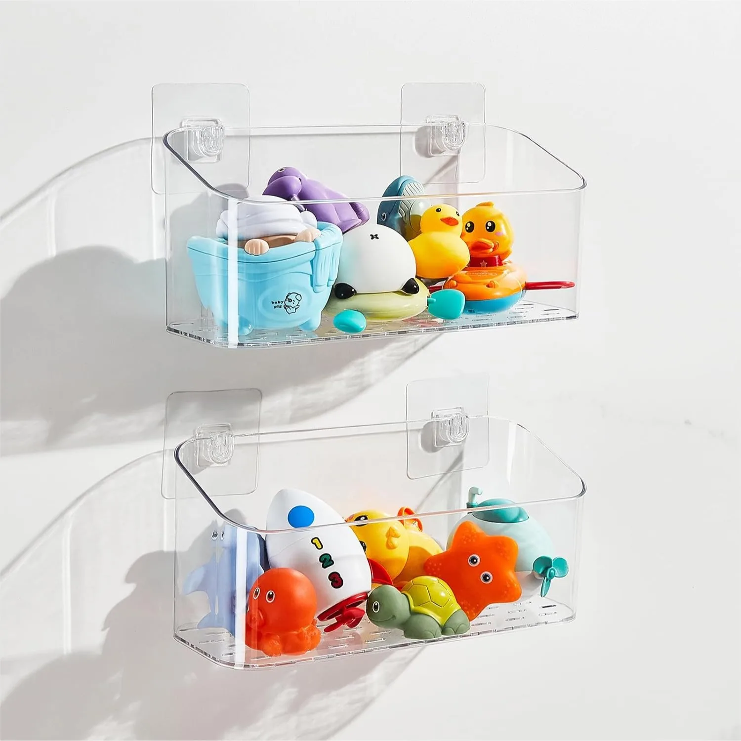 Clear Bath Toy Storage Holder for Bathtub, Large Capacity Shower Caddy with Strong Adhesive
Clear Bath Toy Storage Holder for Bathtub, Large Capacity Shower Caddy with Strong Adhesive