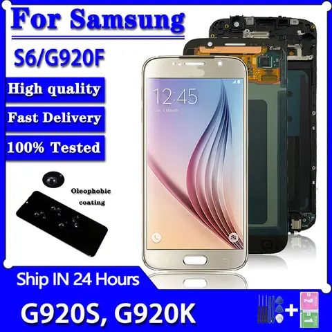 Pop 5.1"Super AMOLED For Samsung S6 G920 G920F LCD Screen Touch Digitizer Assembly For SamsungS6 LCD Display With Burn Shadow