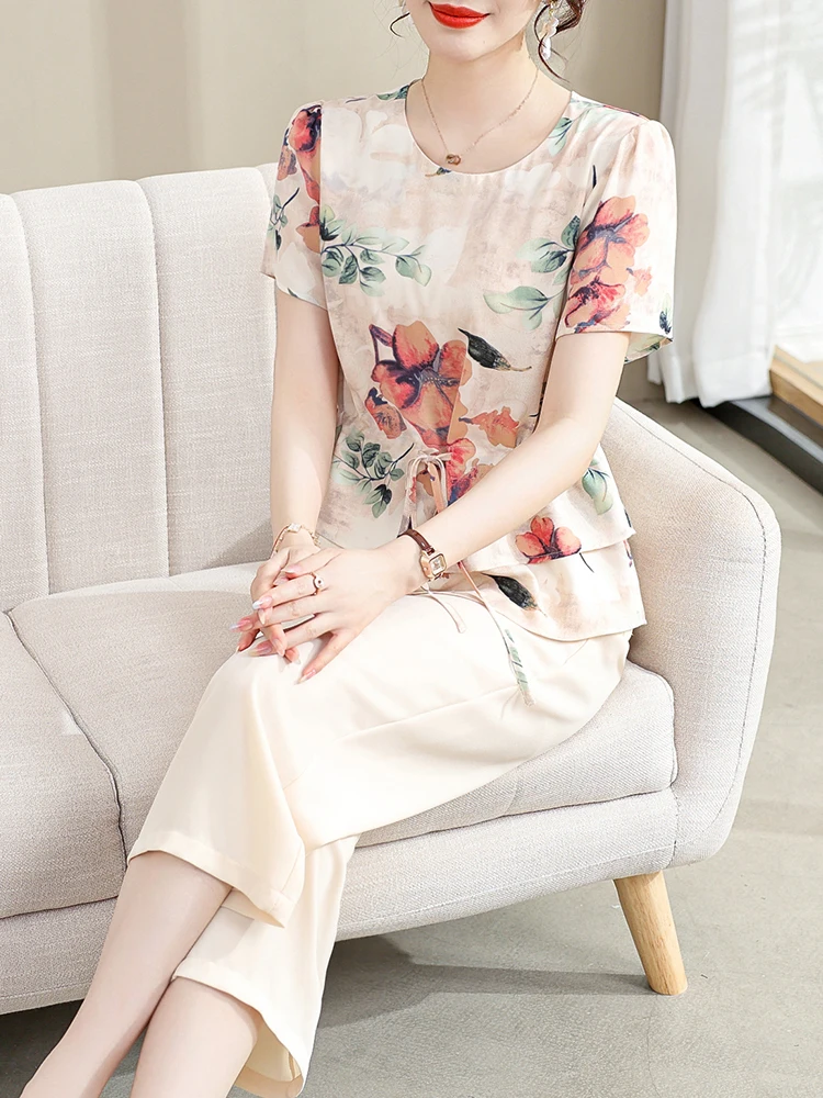 Summer Faion Two-Piece Set for Mom Ladies Midi Skirt And Blouse ort Sve Midi Dr Korean Sle Polyester Fabric
Summer Faion Two-Piece Set for Mom Ladies Midi Skirt And Blouse ort Sve Midi Dr Korean Sle Polyester Fabric