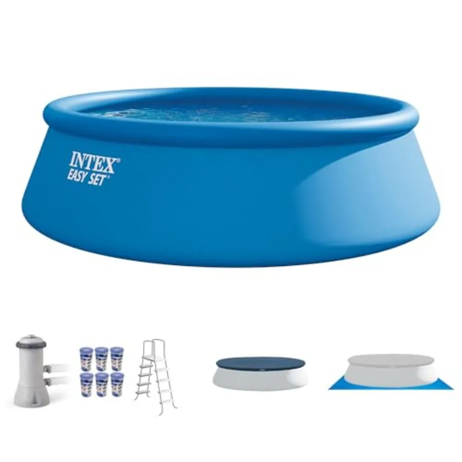 Outdoor above ground swimming pool kit, PVC and steel, blue, easy set up with ladder, cover, 1000 GPH GFCI filter pump and 6 re
Outdoor above ground swimming pool kit, PVC and steel, blue, easy set up with ladder, cover, 1000 GPH GFCI filter pump and 6 re