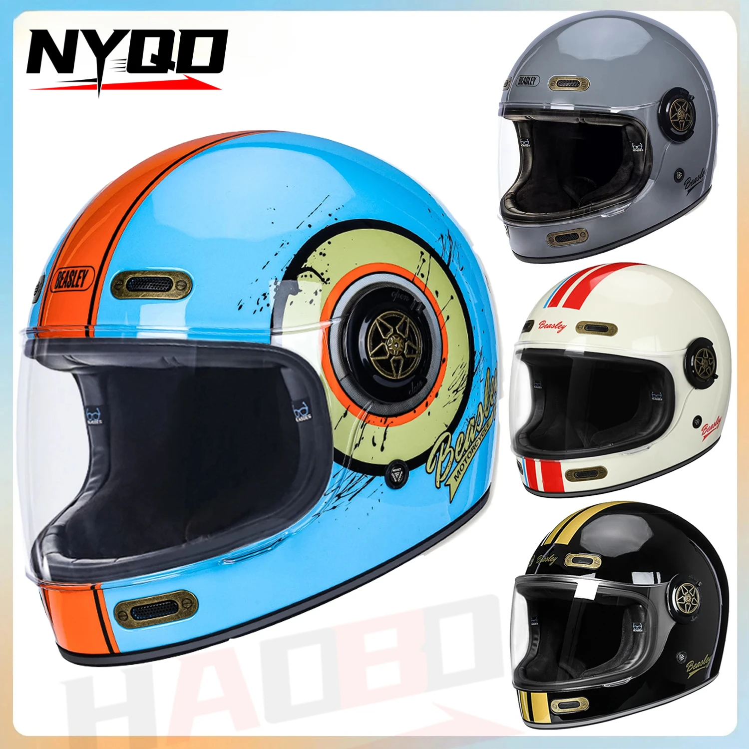 BEASLEY Retro Motorcycle Helmet Men's Women's Cruise Moto Fiberglass Full Helmet Carbon Fiber Motocross Helmet DOT Certification
BEASLEY Retro Motorcycle Helmet Men's Women's Cruise Moto Fiberglass Full Helmet Carbon Fiber Motocross Helmet DOT Certification