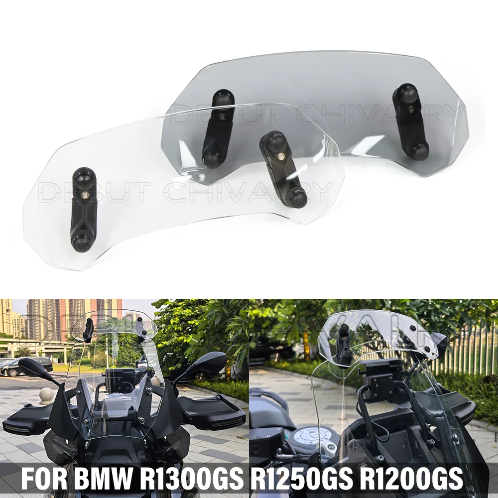 FOR BMW R1300GS R1250GS R1200GS R 1250 GS R1300 GS Motorcycle Clamp-On Windscreen Shield Extension Adjustable Spoiler Deflector