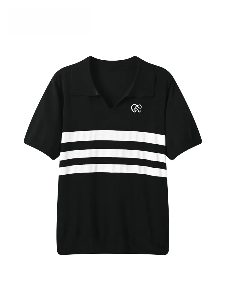 Summer New plus Size Women's T-shirt Casual Striped Collar Short Sleeve Comfortable Knitted Top for Plump Sister
Summer New plus Size Women's T-shirt Casual Striped Collar Short Sleeve Comfortable Knitted Top for Plump Sister
