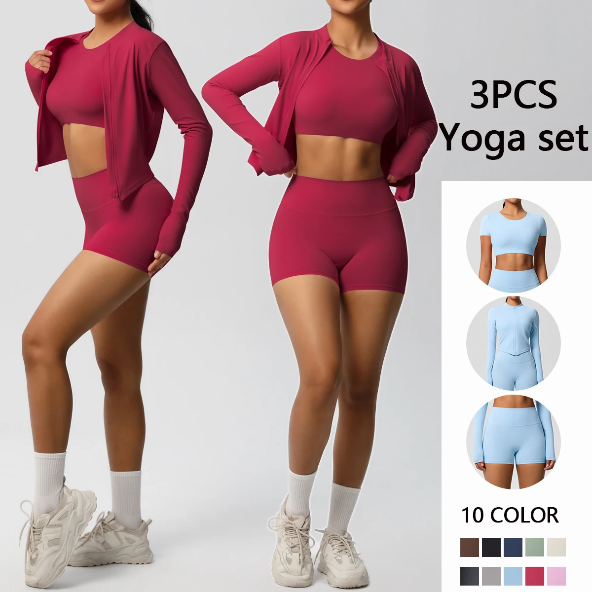 3 Pieces Yoga Set Woman Sports Short Top Quick Drying Yoga Pants Sport Leggings Yoga Shorts Solid Color Zipper Coat Fitness Wear
3 Pieces Yoga Set Woman Sports Short Top Quick Drying Yoga Pants Sport Leggings Yoga Shorts Solid Color Zipper Coat Fitness Wear