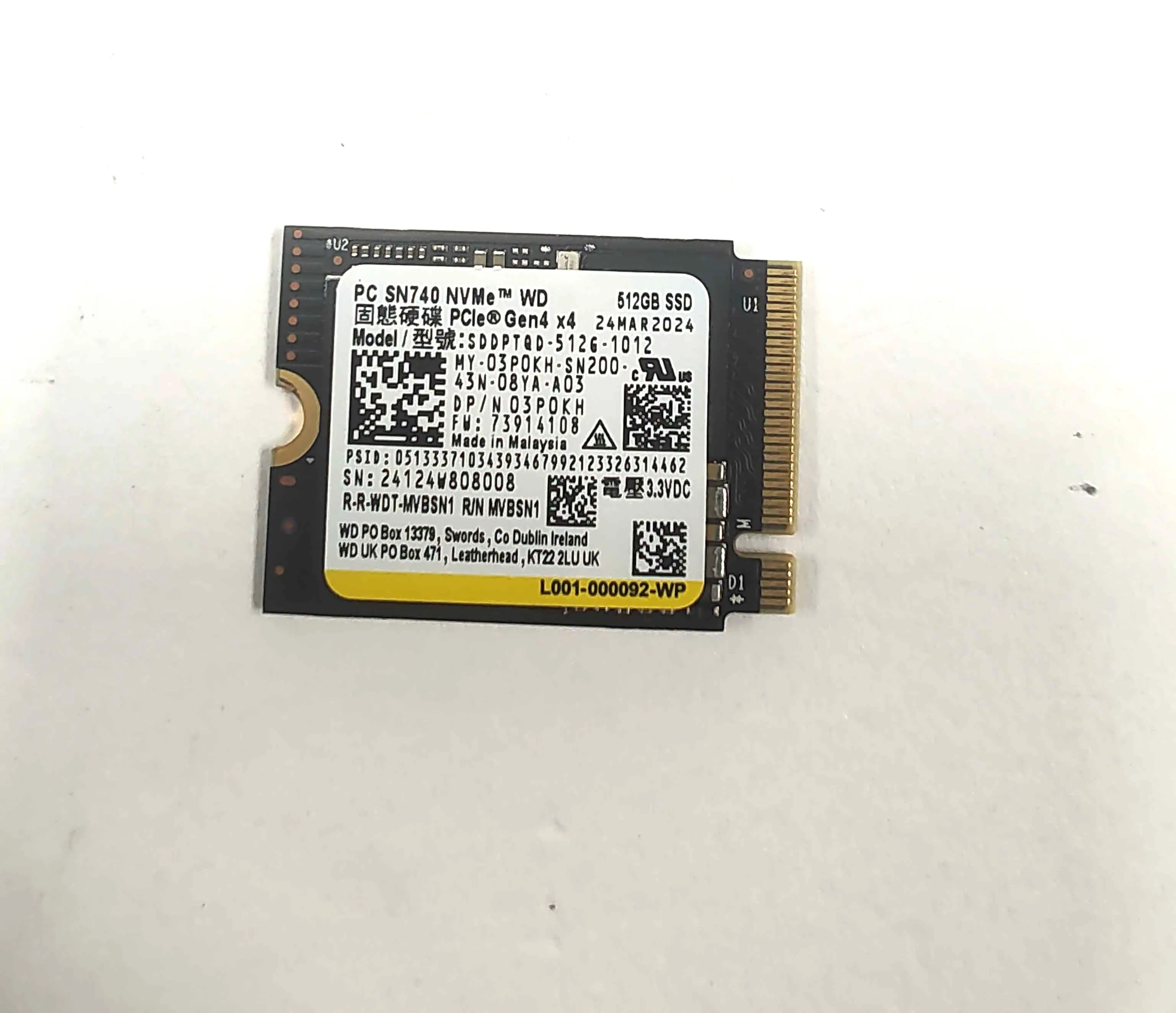 Dell 3P0KH (Western Digital SDDPTQD-512G-1012) Твердотельный накопитель — 512 ГБ — M2 2230 — PCIe NVMe Gen4x4 — в употреблении — как новый
Dell 3P0KH (Western Digital SDDPTQD-512G-1012) Твердотельный накопитель — 512 ГБ — M2 2230 — PCIe NVMe Gen4x4 — в употреблении — как новый