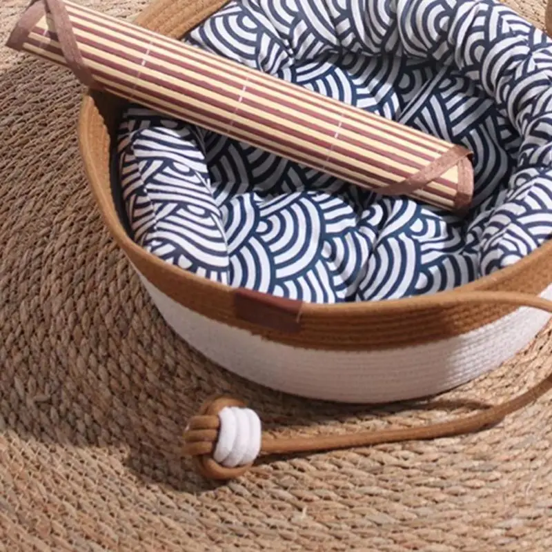 Cat Basket Handwoven Rope Cat Bed Basket with Knot Ball Foldable Cat Lounging Basket Breathable Scratchable Hammock with Ear
Cat Basket Handwoven Rope Cat Bed Basket with Knot Ball Foldable Cat Lounging Basket Breathable Scratchable Hammock with Ear