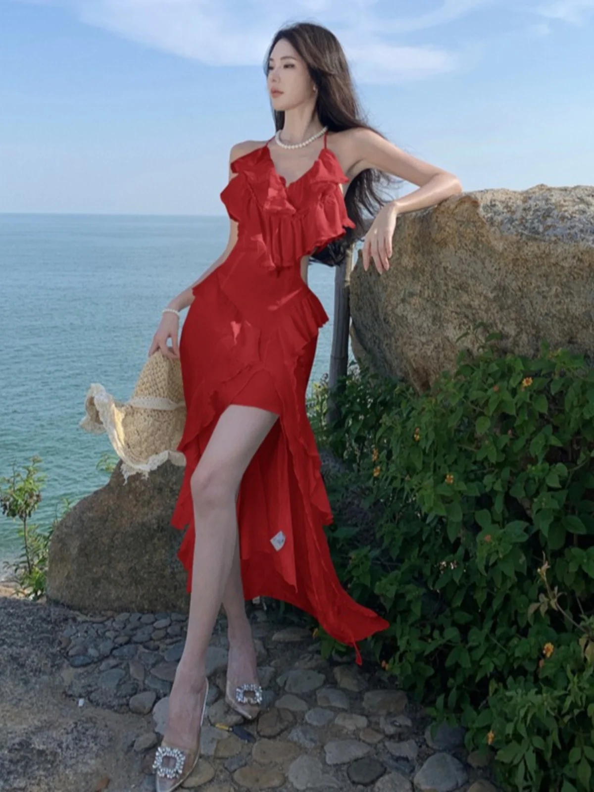 Sexy Pure Desire Beach Dr Snatched Waist Beach Vaion Outfit Princ Sle Sweet And Spicy Red Dr for Ladies Travel
Sexy Pure Desire Beach Dr Snatched Waist Beach Vaion Outfit Princ Sle Sweet And Spicy Red Dr for Ladies Travel