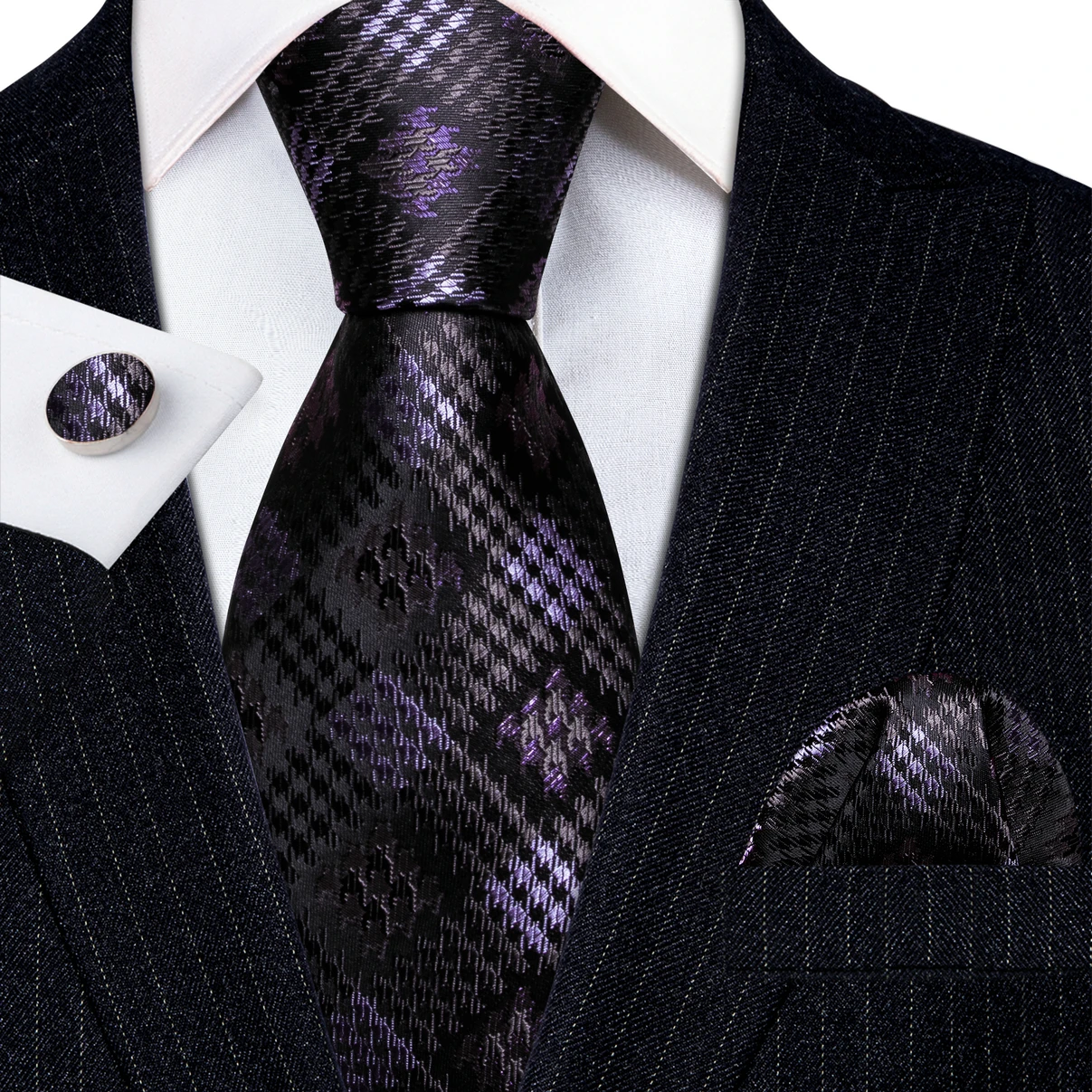 Designer Silk Ties for Men Black Purple Plaid Red Blue Green Necktie Pocket Square Cufflinks Set Wedding Gift Barry·Wang 6158
Designer Silk Ties for Men Black Purple Plaid Red Blue Green Necktie Pocket Square Cufflinks Set Wedding Gift Barry·Wang 6158