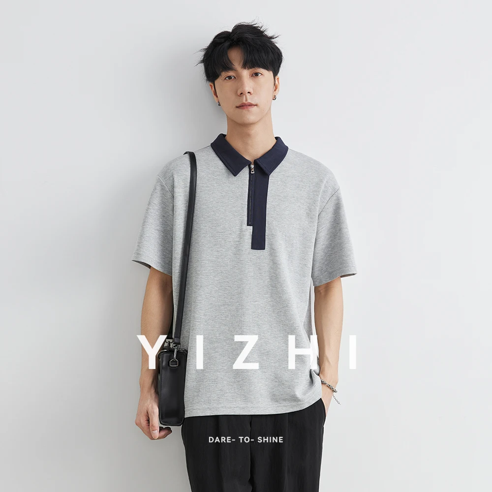 Men's Half Zipper Short Sleeve Polo Shirt Summer New Thin Style Splicing Contrast Color Lapel Casual Loose Top Trend Men POLO
Men's Half Zipper Short Sleeve Polo Shirt Summer New Thin Style Splicing Contrast Color Lapel Casual Loose Top Trend Men POLO