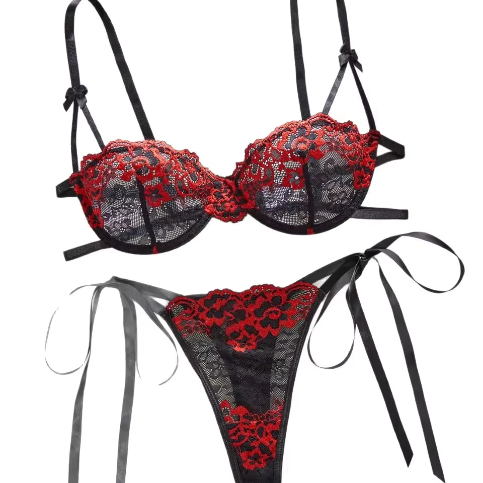 New Valentine Floral Embroidery Lace Up Bra Thong Women Erotic Seductive Underwear Apparel Clothing Sexy Lingerie Set Costume
New Valentine Floral Embroidery Lace Up Bra Thong Women Erotic Seductive Underwear Apparel Clothing Sexy Lingerie Set Costume