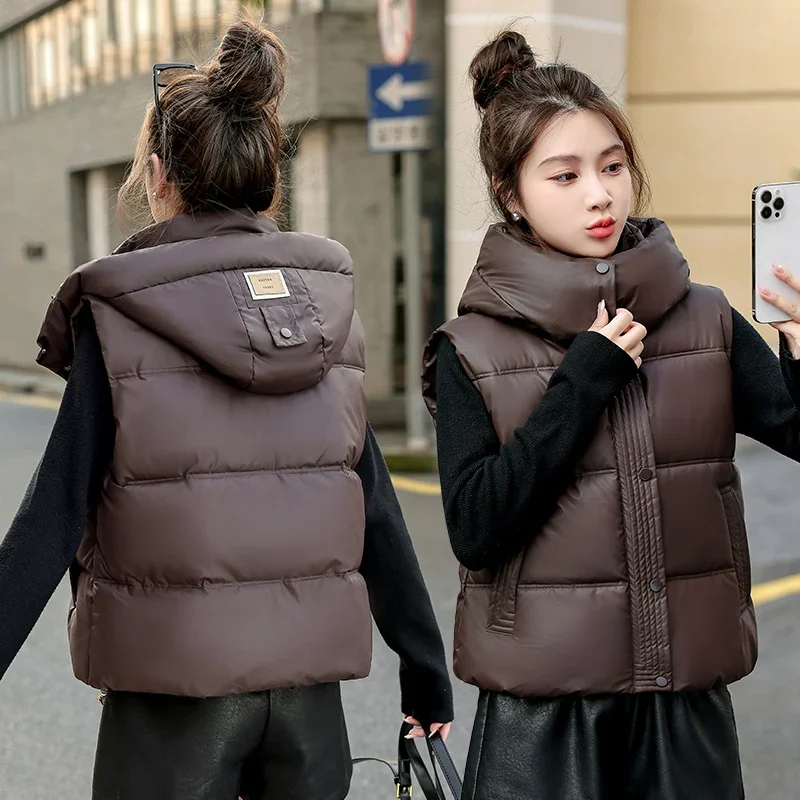 Women's Hooded Parka Sleeveless Jacket Korean Style down Cotton Vest Warm Casual Overcoat with Removable Cap for Autumn Winter
Women's Hooded Parka Sleeveless Jacket Korean Style down Cotton Vest Warm Casual Overcoat with Removable Cap for Autumn Winter