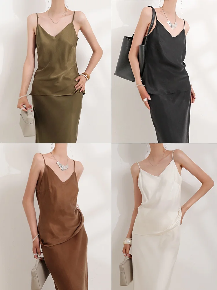 VB Simple Heavyweight Matte Sand Washed Copper Ammonia Silk V-neck Color Belted Slimming Strap Top Women's Fashion
VB Simple Heavyweight Matte Sand Washed Copper Ammonia Silk V-neck Color Belted Slimming Strap Top Women's Fashion