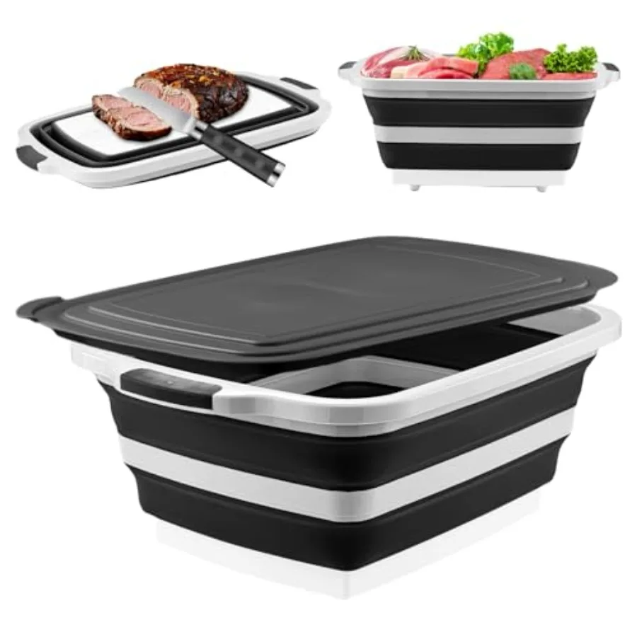 Collapsible Cutting Board with BBQ Prep Tub and Lid, Foldable Food Prep Container for Meal Prep, Marinating, Food Storage, Gril
Collapsible Cutting Board with BBQ Prep Tub and Lid, Foldable Food Prep Container for Meal Prep, Marinating, Food Storage, Gril