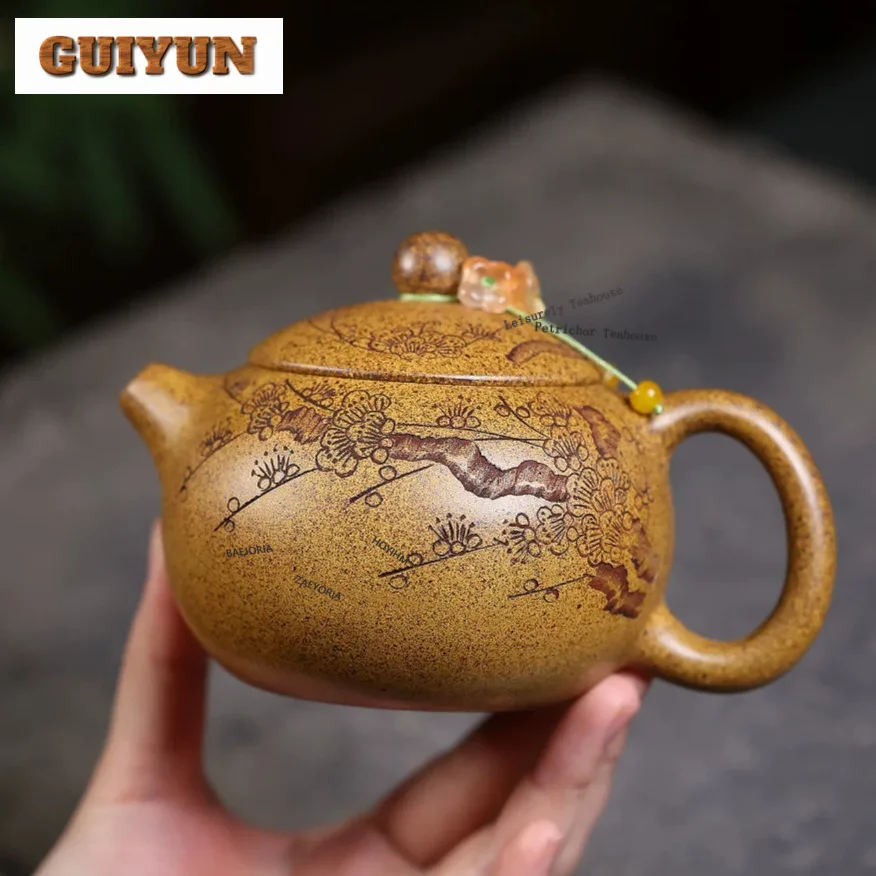 270ml Antique Yixing Purple Clay Teapots Handmade Xishi Pot Raw Ore The Keel Gold Sand Mud Kettle Chinese Zisha Tea Set Craft
270ml Antique Yixing Purple Clay Teapots Handmade Xishi Pot Raw Ore The Keel Gold Sand Mud Kettle Chinese Zisha Tea Set Craft