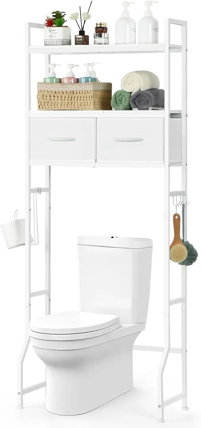 Over The Toilet Storage Cabinet, Over Toilet Bathroom Organizer with Drawer, Above Toilet Stand with Roll Holder and Hooks, O
Over The Toilet Storage Cabinet, Over Toilet Bathroom Organizer with Drawer, Above Toilet Stand with Roll Holder and Hooks, O