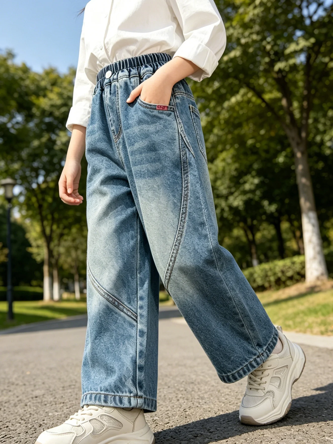 YMGN Kids Unisex Light Wash Denim Pants, Elastic Waist "STOP" Label Loose Fit Casual Kids Trousers
YMGN Kids Unisex Light Wash Denim Pants, Elastic Waist "STOP" Label Loose Fit Casual Kids Trousers