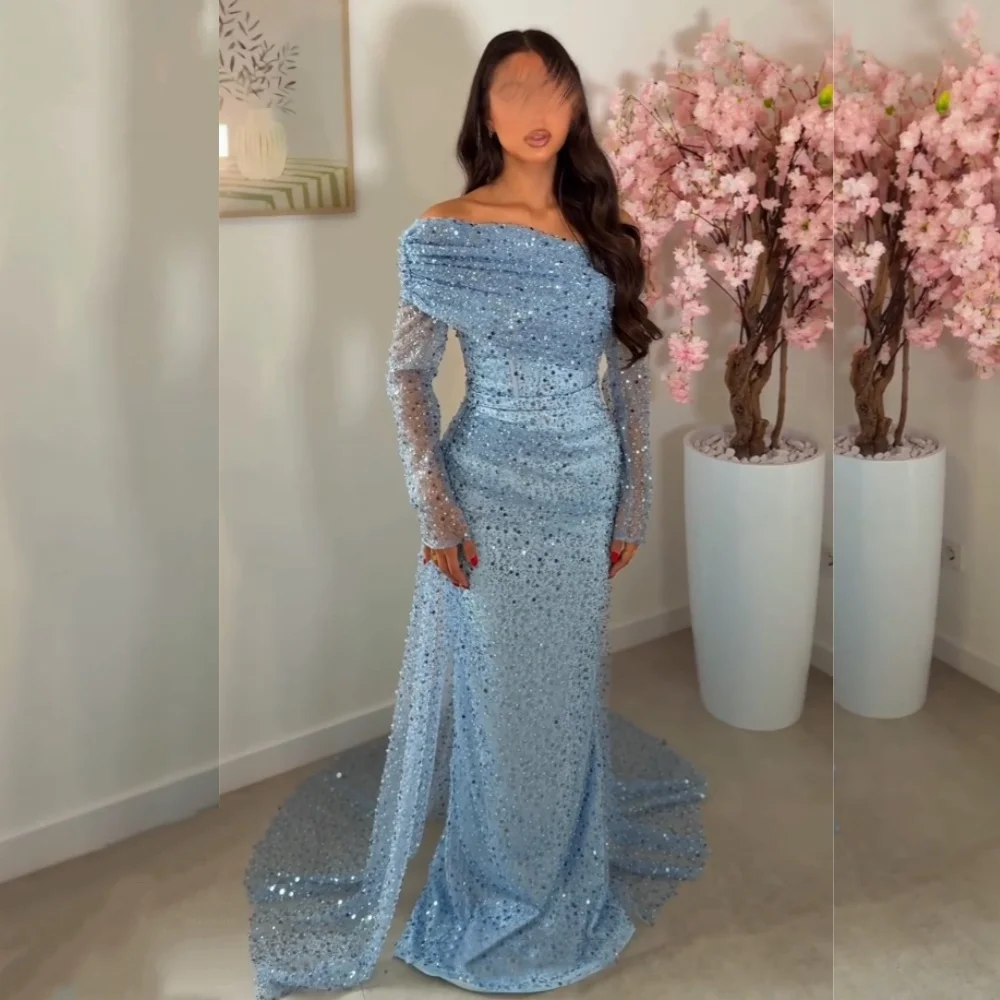 Customized Sequin Sparkle Pleat Sheath Floor-length Bespoke Occasion Luxury Evening Dresses Elegant Party Wedding فساتين الحفلات
Customized Sequin Sparkle Pleat Sheath Floor-length Bespoke Occasion Luxury Evening Dresses Elegant Party Wedding فساتين الحفلات