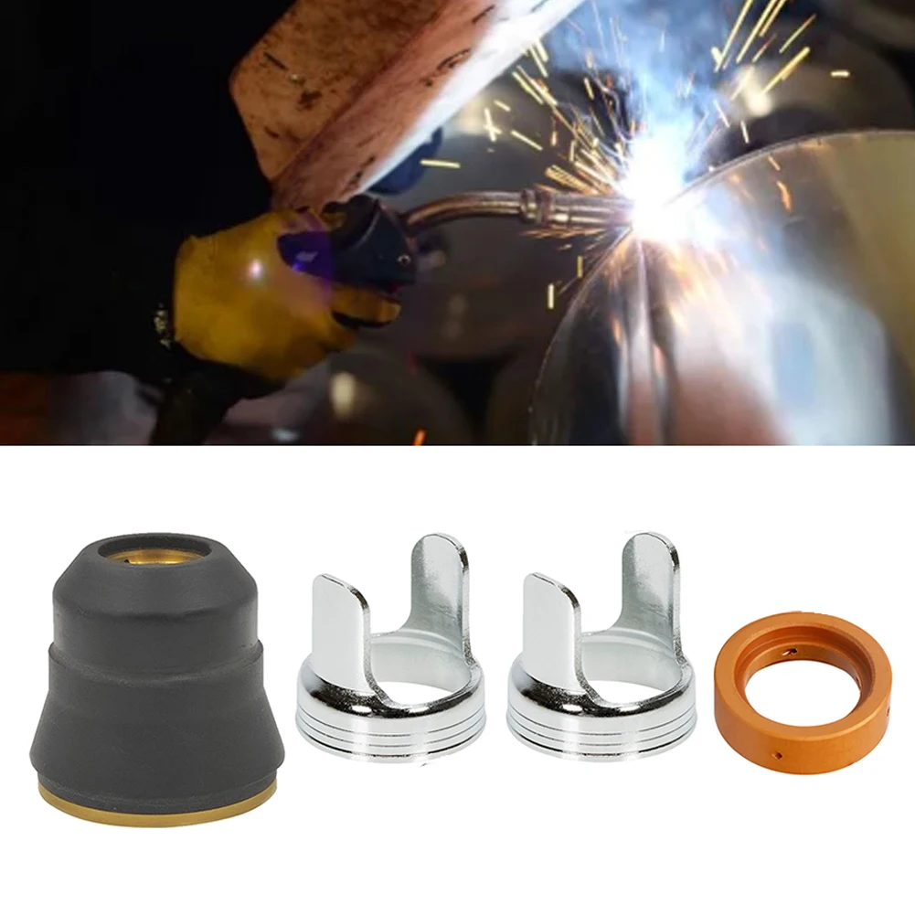 4pcs Plasma Cutter Torch Shield Cup Swirl Ring Stand-off Guides Replacement Kit For IPT60 Plasma Cutter Torch Consumable Tools
4pcs Plasma Cutter Torch Shield Cup Swirl Ring Stand-off Guides Replacement Kit For IPT60 Plasma Cutter Torch Consumable Tools